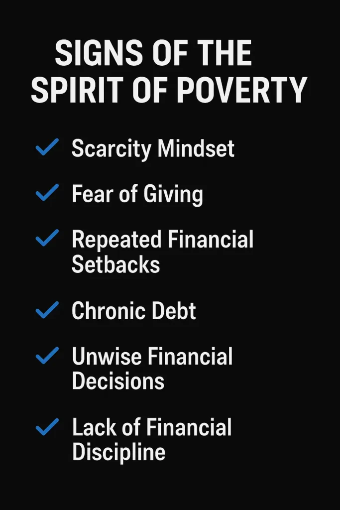 “Checklist showing signs of the spirit of poverty in a Christian’s life”