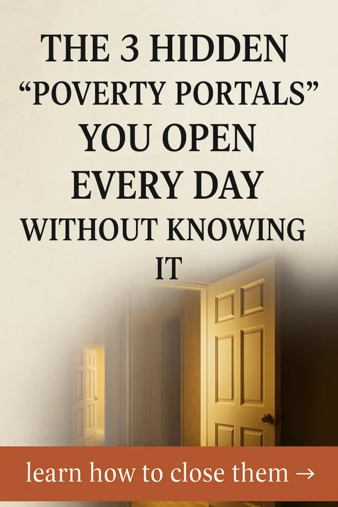 Symbolic Christian image of a glowing doorway representing poverty portals closing through the power of Jesus Christ.